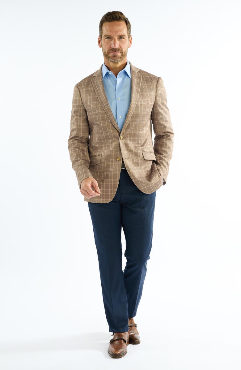 SAVILE ROW CO Plaid Knit Sport Coat, Alternate, color, Camel