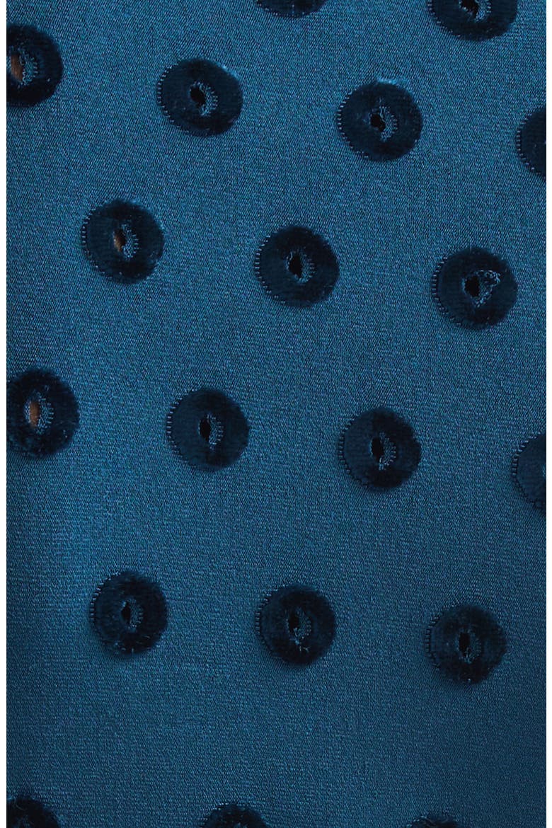 Flocked Dot Cutout Jersey Gown, Alternate, color, DEEP LAKE