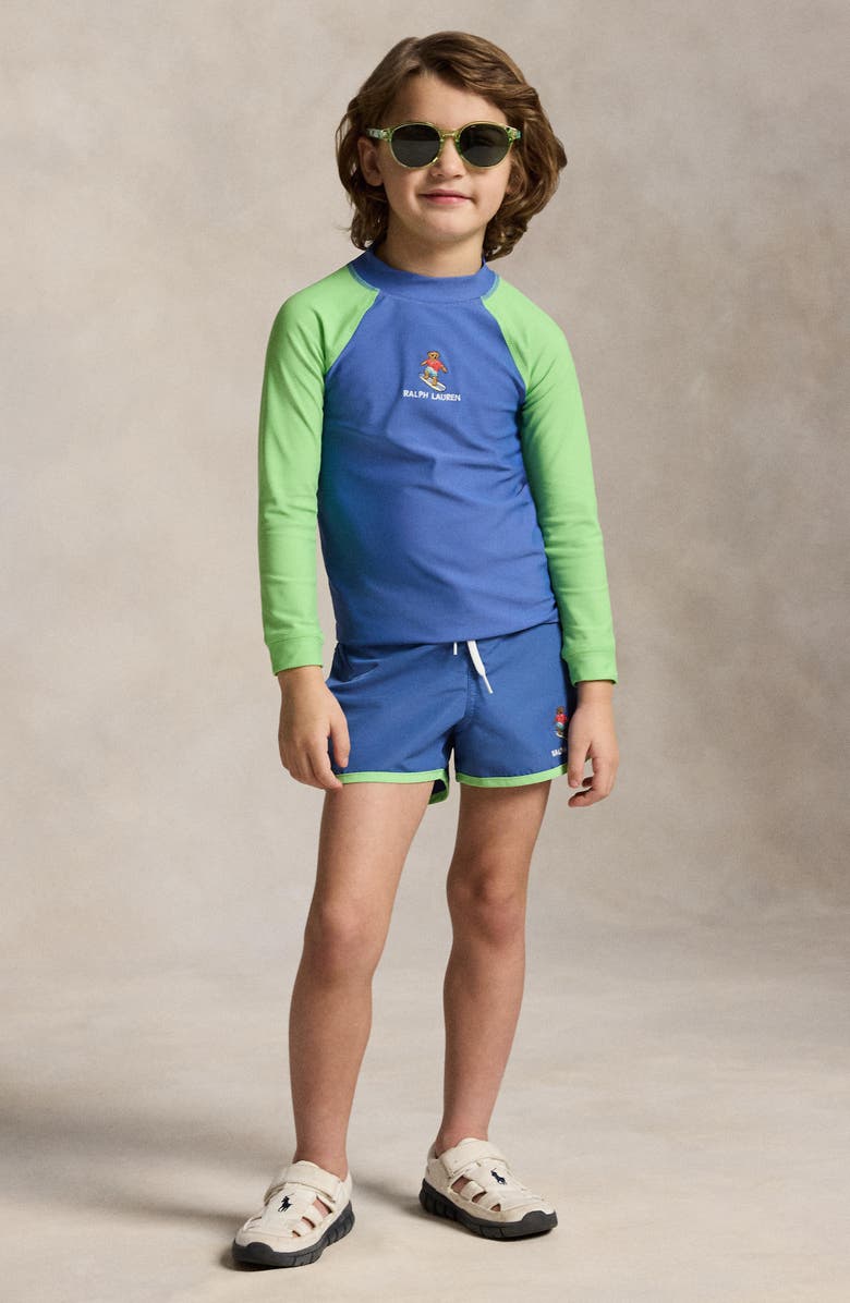 Polo Ralph Lauren Kids' Embroidered Polo Bear Swim Trunks, Alternate, color, Bai Blue