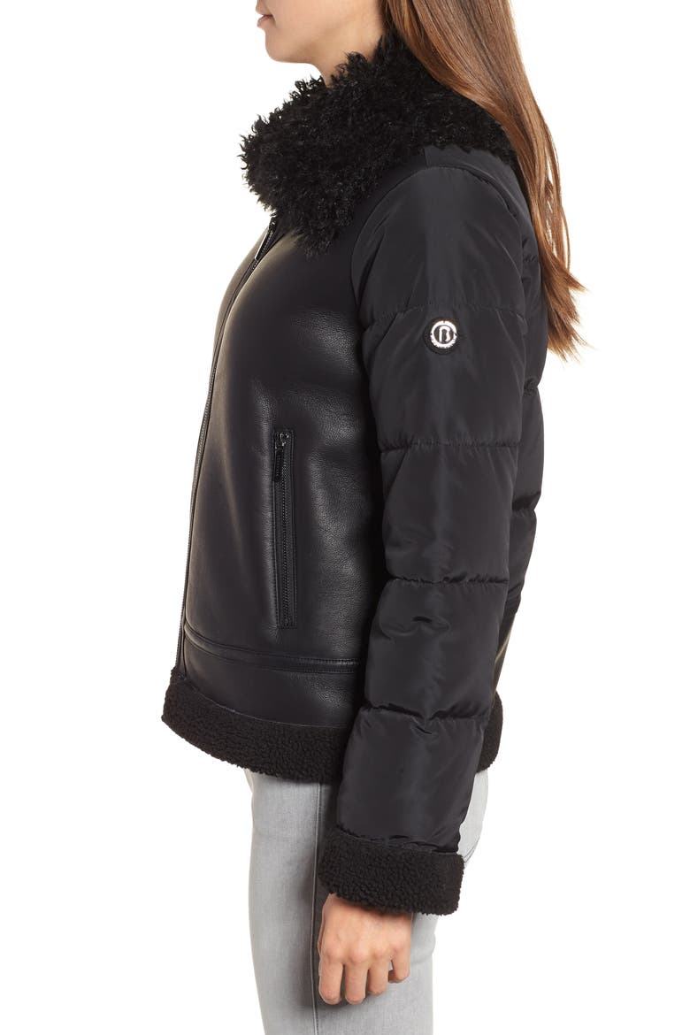 Faux Shearling Hybrid Jacket, Alternate, color, BLACK