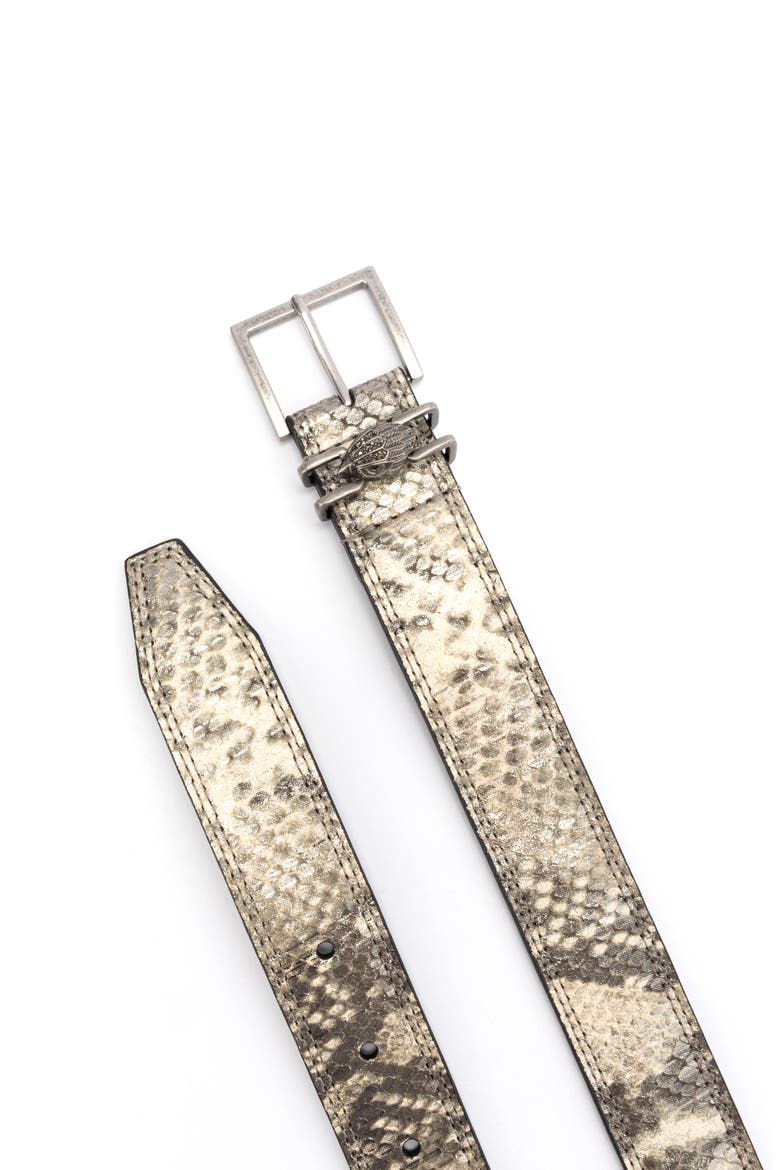 Shoreditch Snakeskin Print Leather Belt, Alternate, color, GREY MULTI