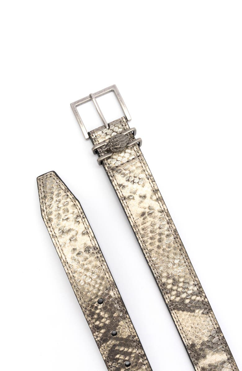Kurt Geiger London Shoreditch Snakeskin Print Leather Belt, Alternate, color, Grey Multi