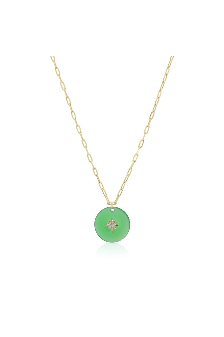 CZ Jade Starburst Disc Necklace, Main, color, Jade