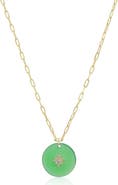 The Lovery Fine Jewelry CZ Jade Starburst Disc Necklace