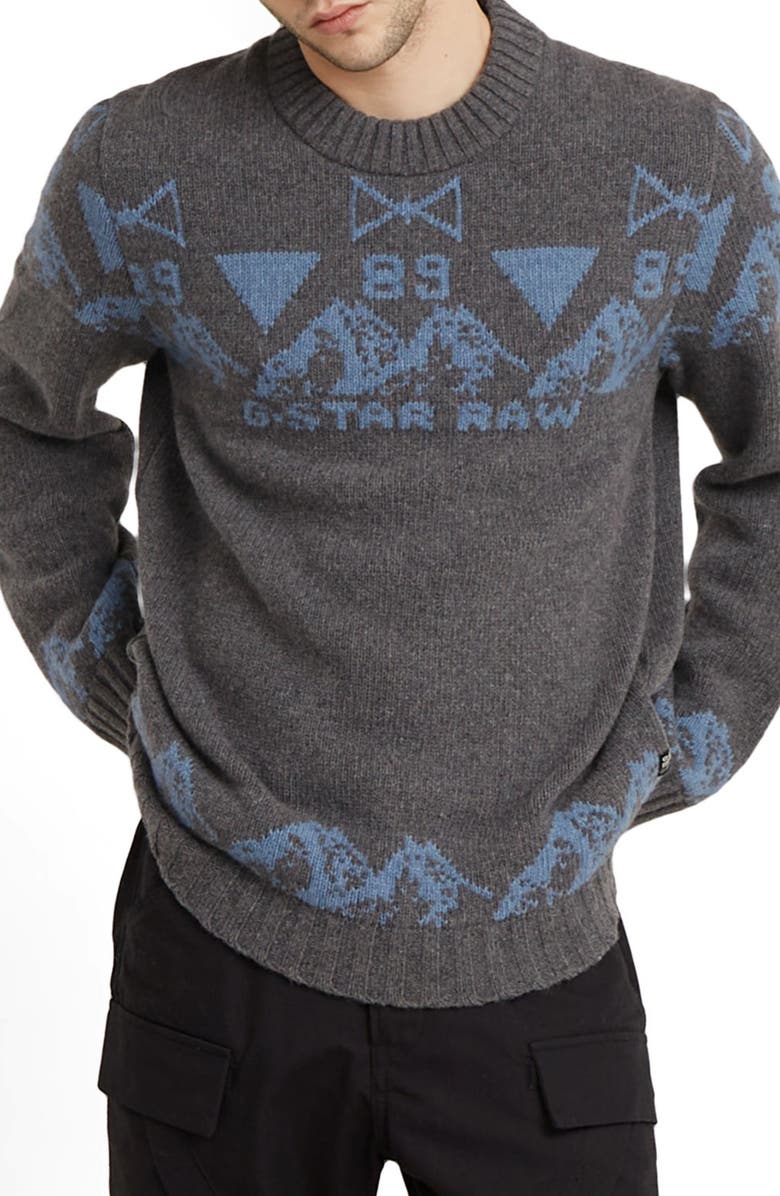 G-STAR Fair Isle Wool Blend Sweater, Main, color, 