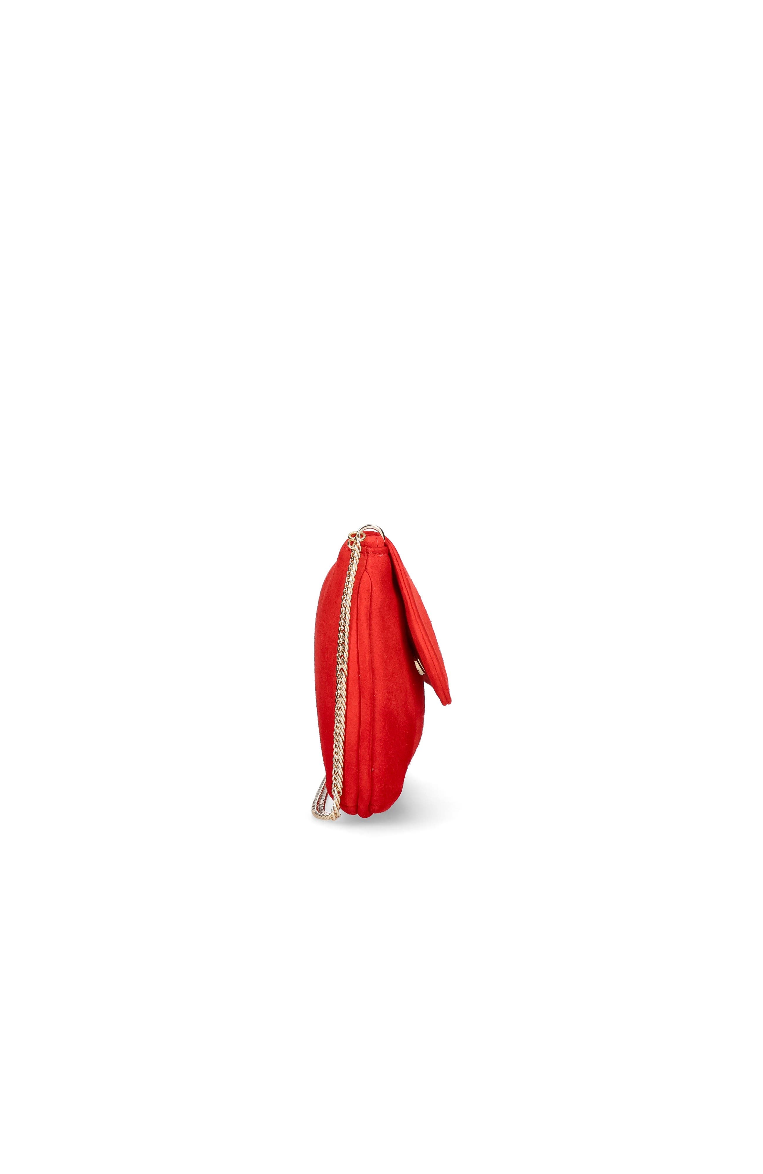 Medium Leather Clutch With Cross Body Chain Strap, Alternate, color, Red