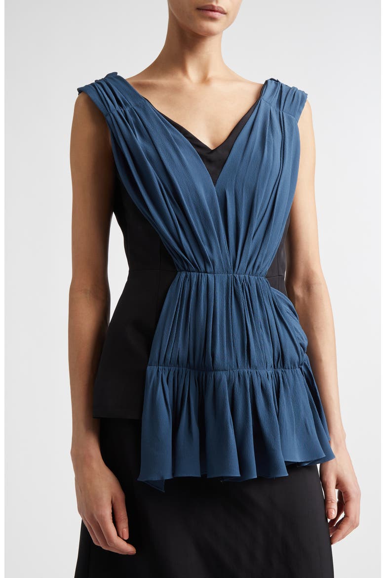 Colorblock Asymmetric Draped Top, Alternate, color, 00N99BLACK