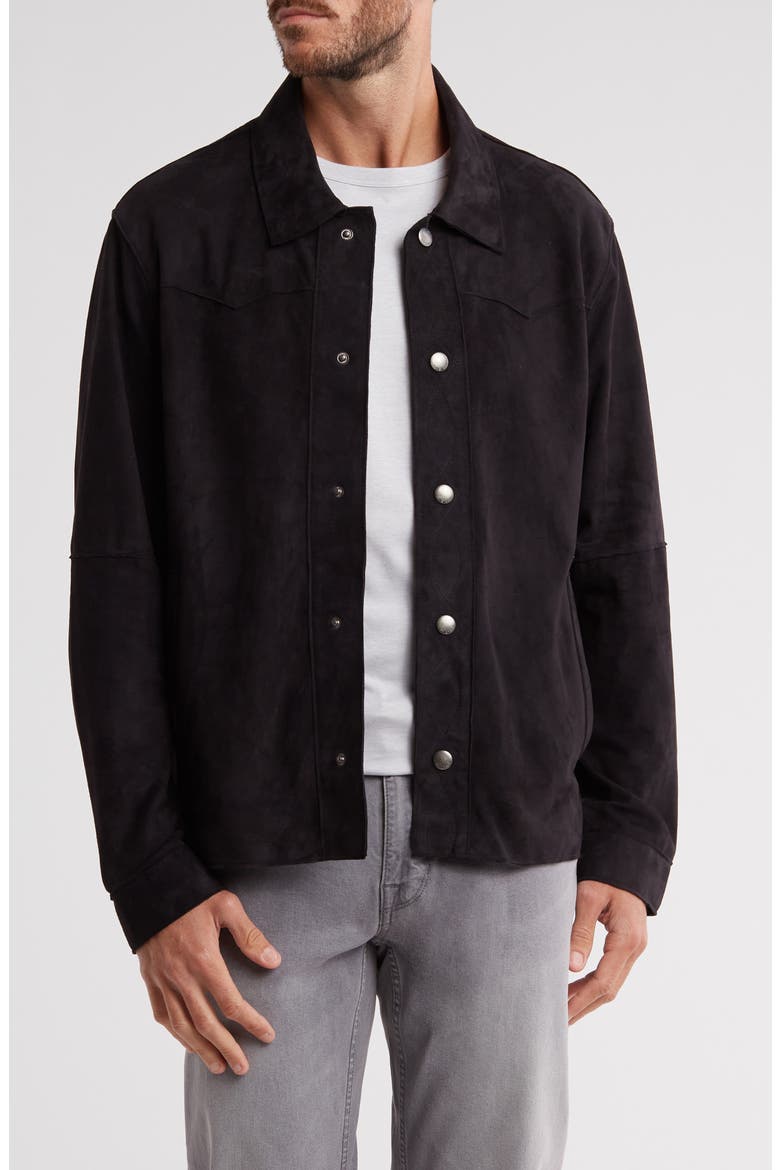 Suede Long Sleeve Shacket, Main, color, NAVY