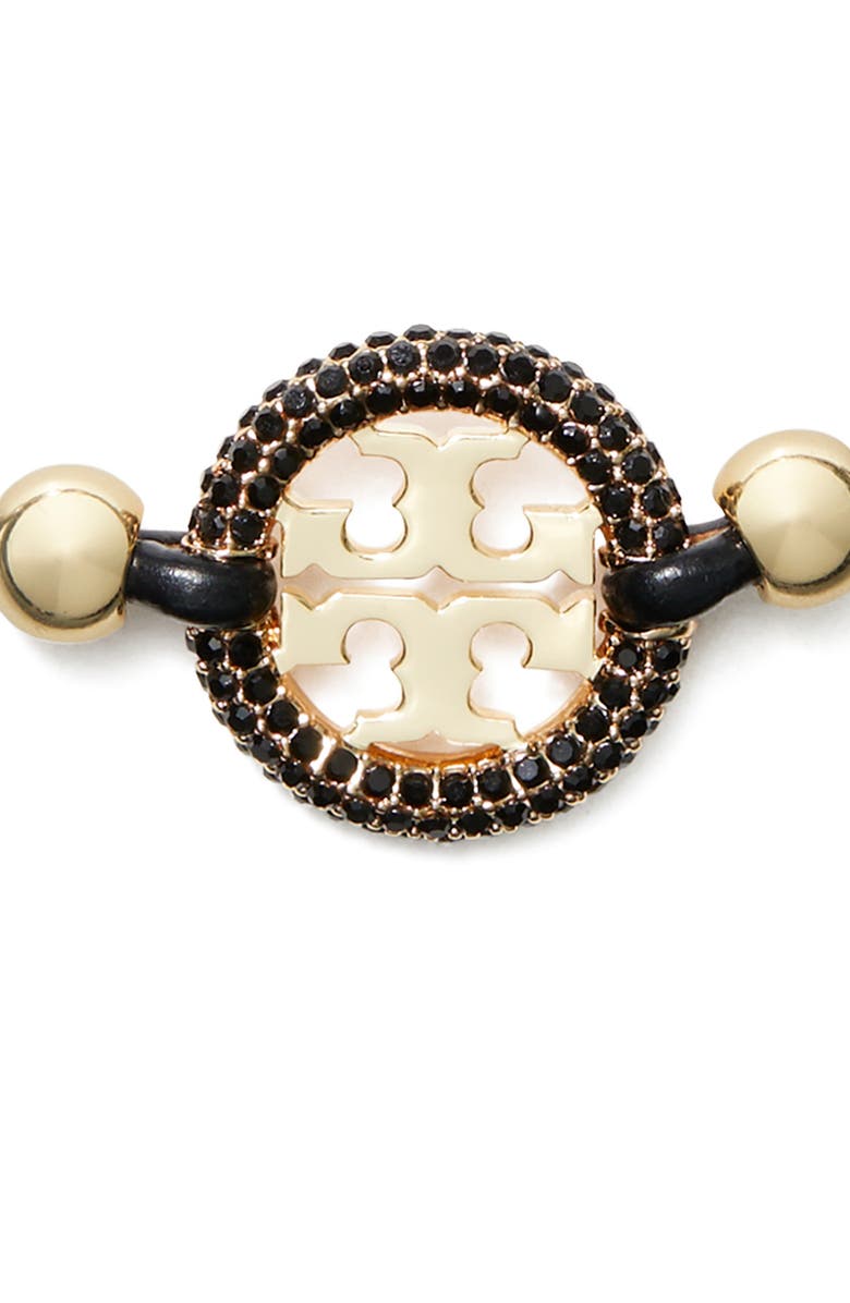 Tory Burch Miller Logo Medallion Slide Bracelet, Alternate, color, Tory Gold / Black / Black