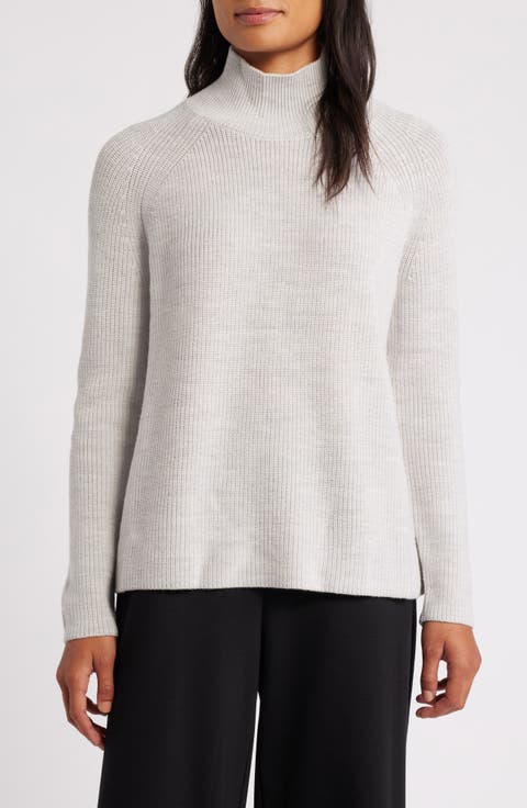 Raglan Sleeve Merino Wool Turtleneck Sweater
