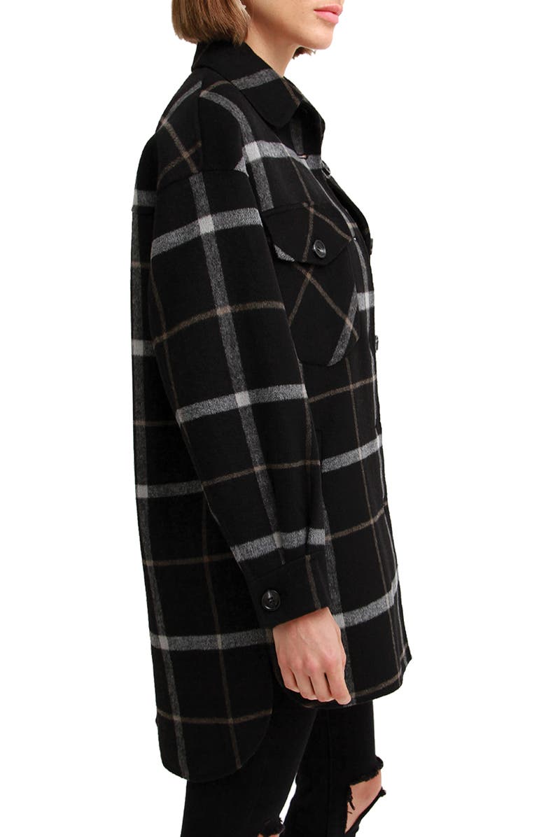 Belle & Bloom Rivers Edge Oversize Plaid Wool Blend Shacket, Alternate, color, Black Plaid