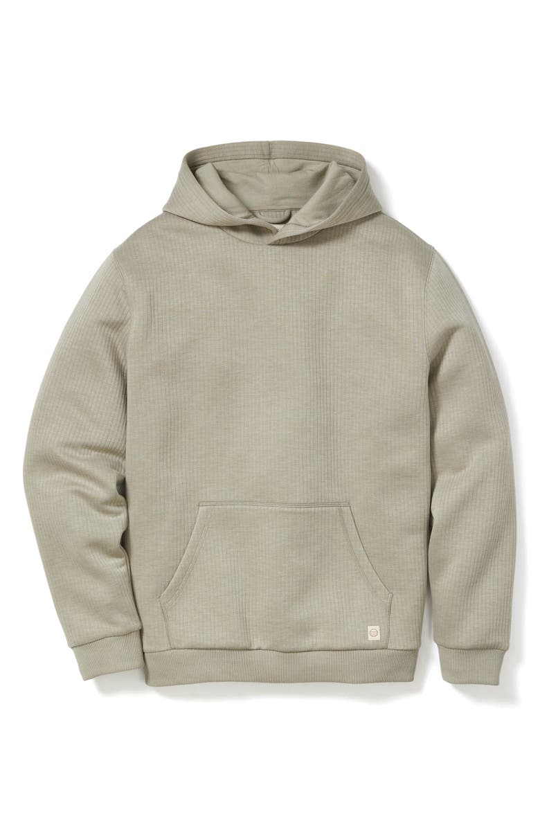 Marine Layer Corbet Vertical Quilted Pullover Hoodie, Alternate, color, Taupe
