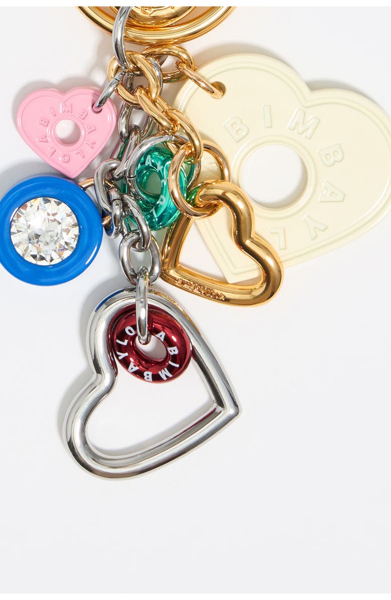 Bimba y Lola Crystal hearts key ring, Alternate, color, Ivory