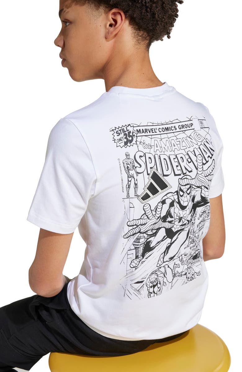 adidas Originals x Marvel Kids' Graphic T-Shirt, Alternate, color, White/Blac