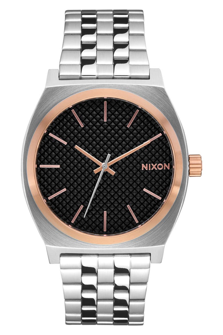 Time Teller Bracelet Watch, 37mm, Main, color, SILVER / ROSE GOLD / BLACK