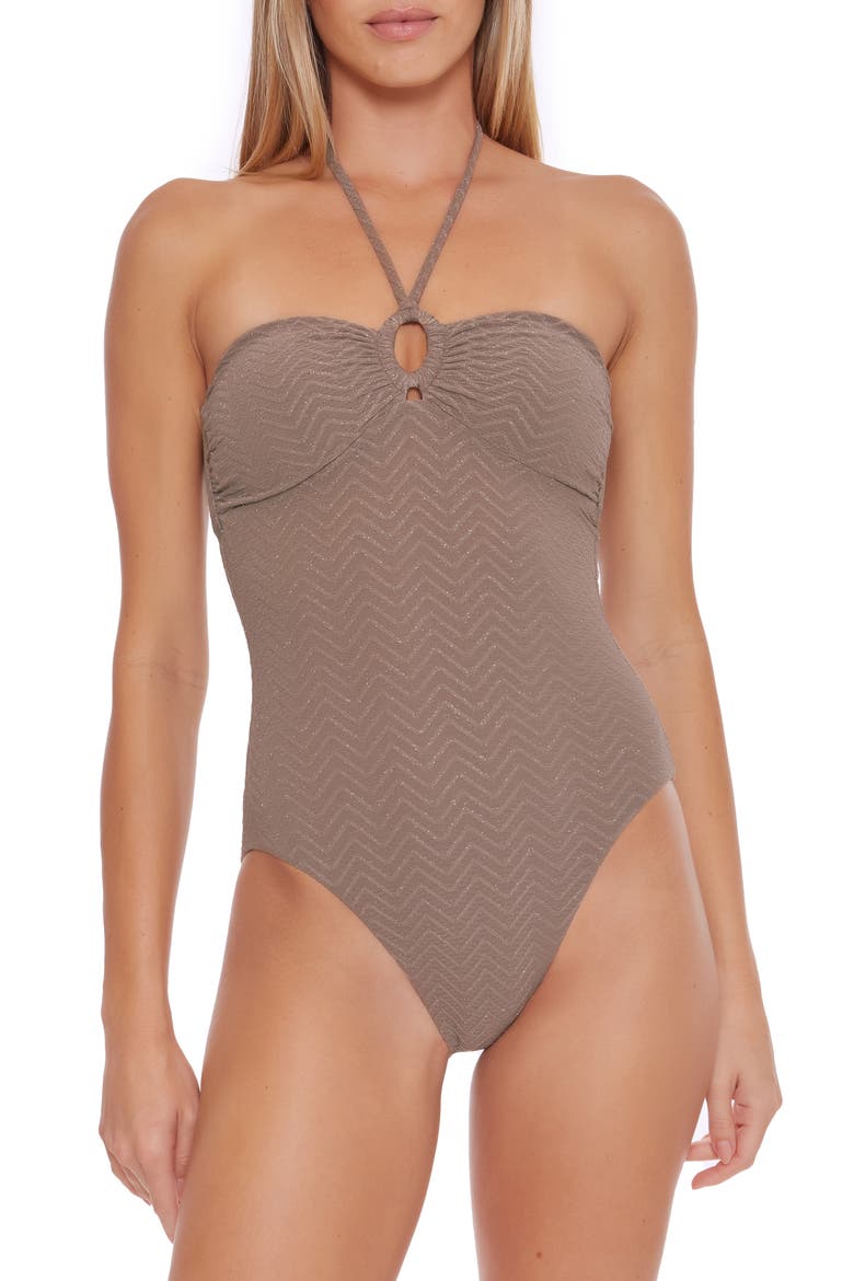 Empire Bandeau One-Piece Swimsuit, Main, color, SANDSTONE