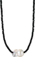 st. Moran Black Spinel and Baroque Freshwater Pearl Short Necklace