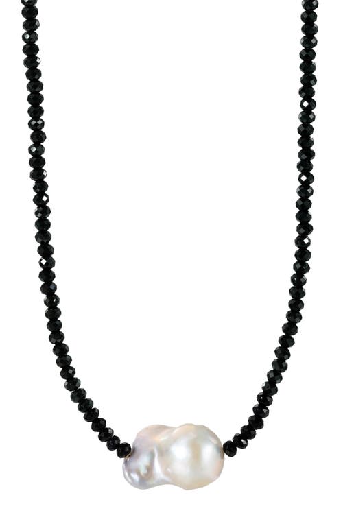 st. Moran Black Spinel and Baroque Pearl Short Necklace in Black/white at Nordstrom