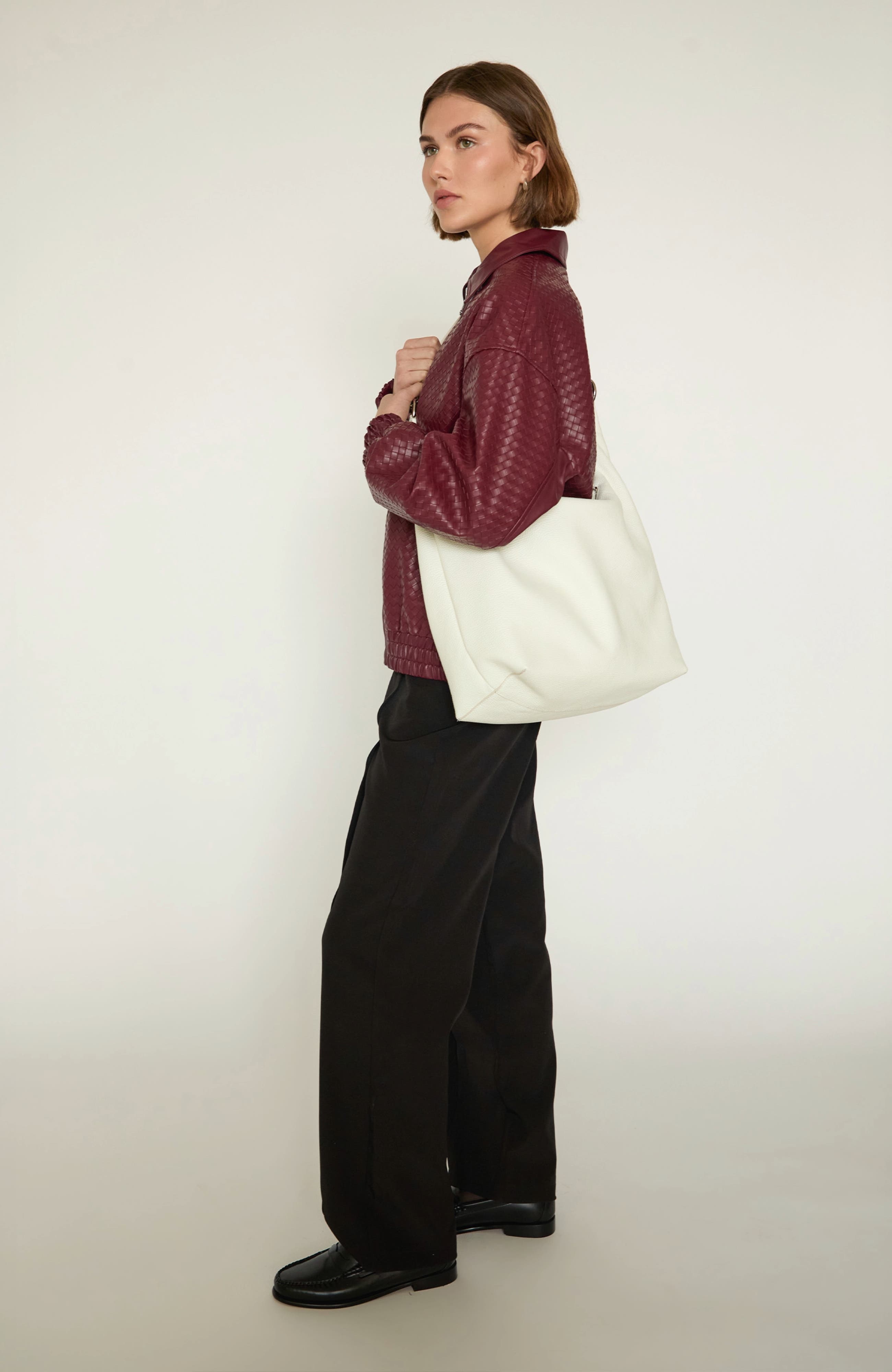 Leather Convertible Hobo Ring Bag, Alternate, color, White