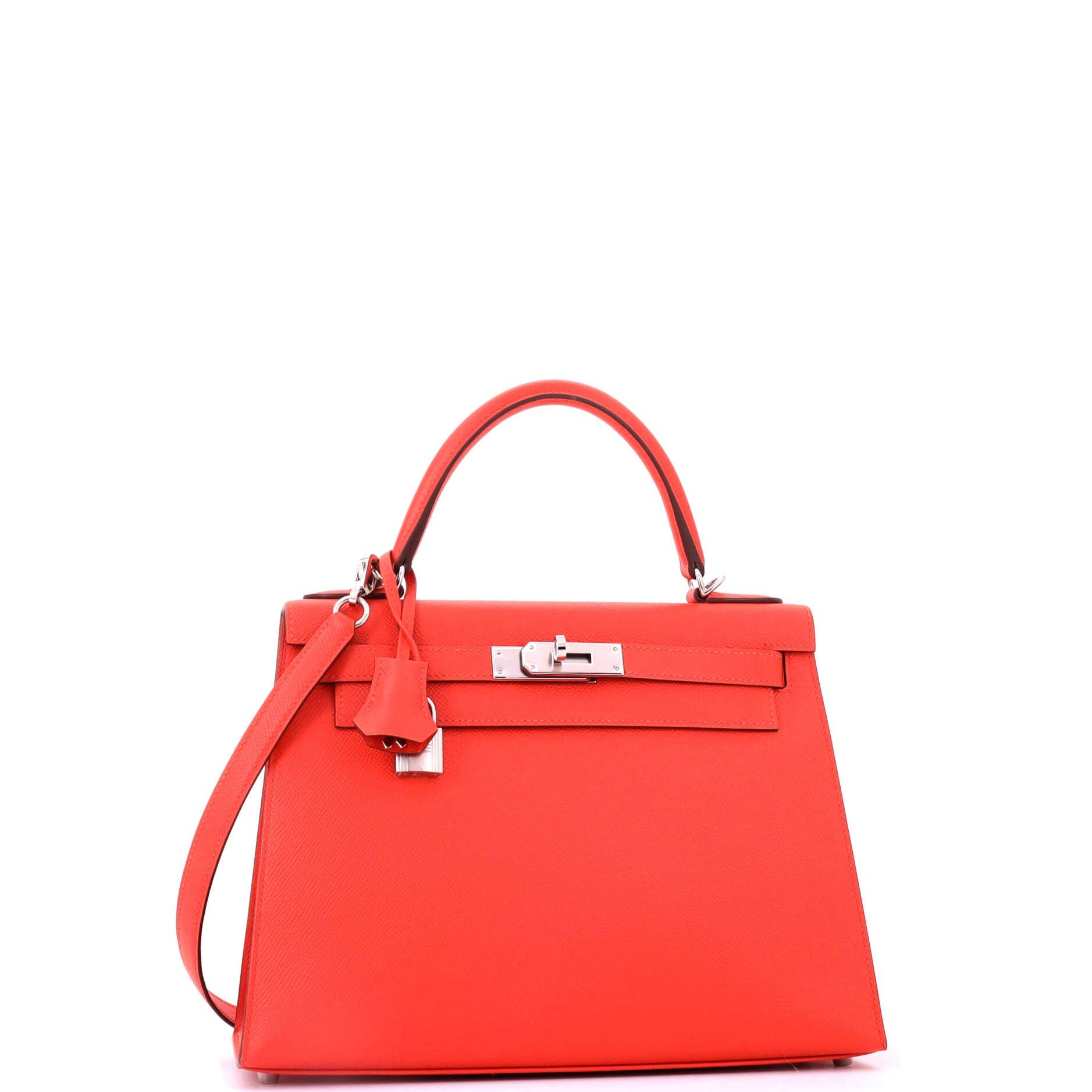 Pre-Owned Hermes Kelly Handbag Orange Epsom with Palladium Hardware 28, Alternate, color, Capucine
