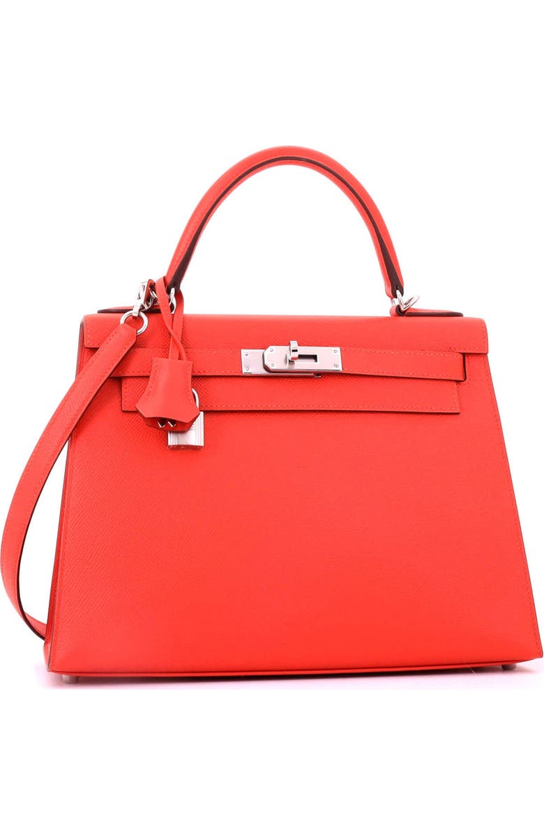 Pre-Owned Hermes Kelly Handbag Orange Epsom with Palladium Hardware 28, Alternate, color, Capucine