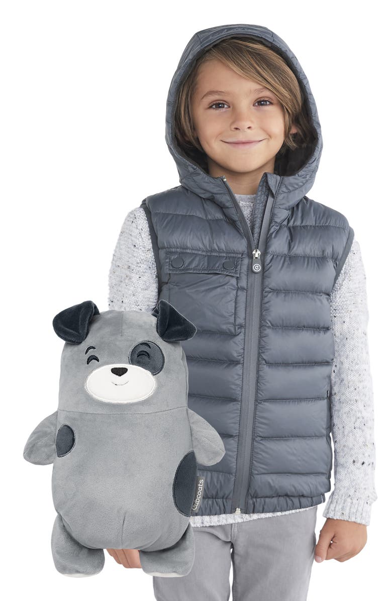Cubcoats Pimm 2-in-1 Stuffed Animal & Hooded Down Vest, Main, color,