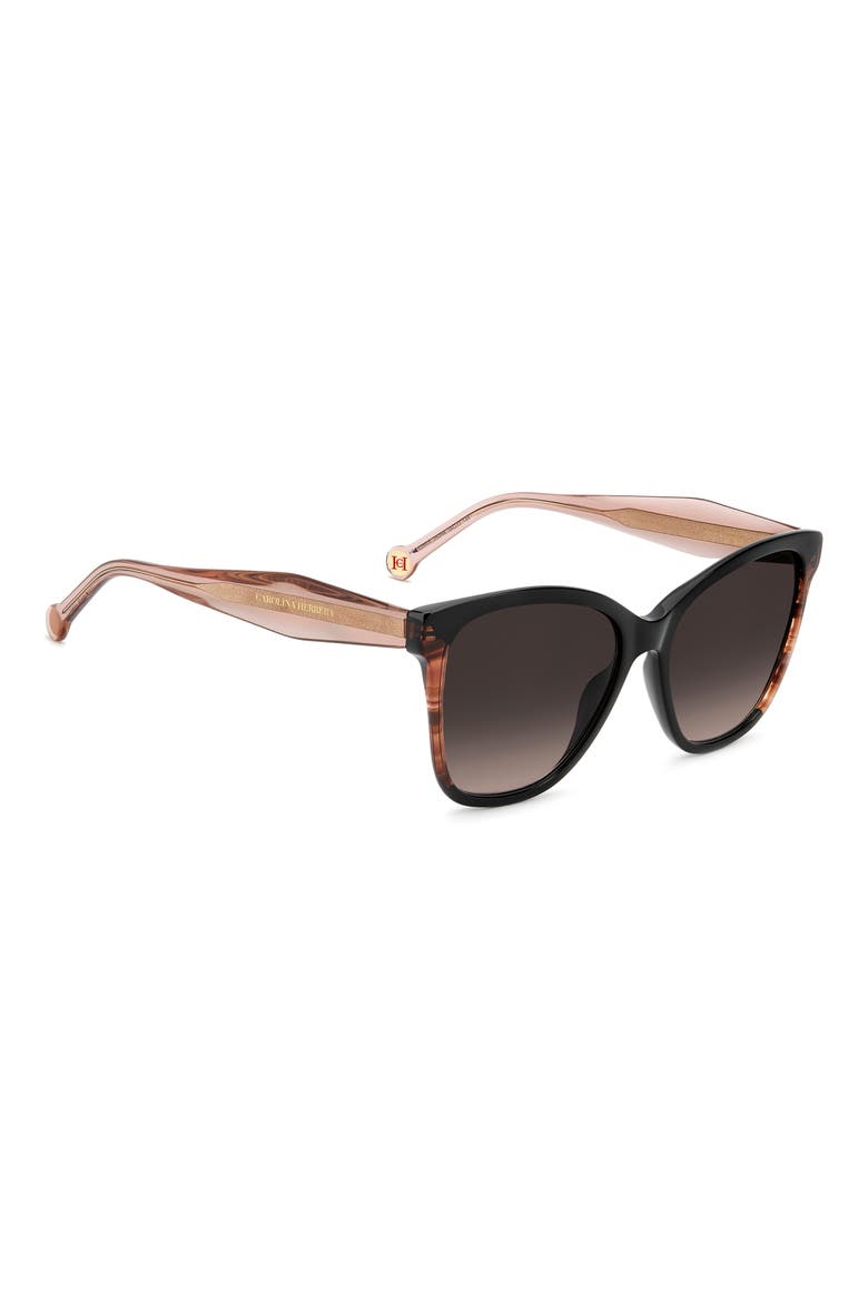 56mm Gradient Butterfly Sunglasses, Alternate, color, BLACK PINK/ BROWN
