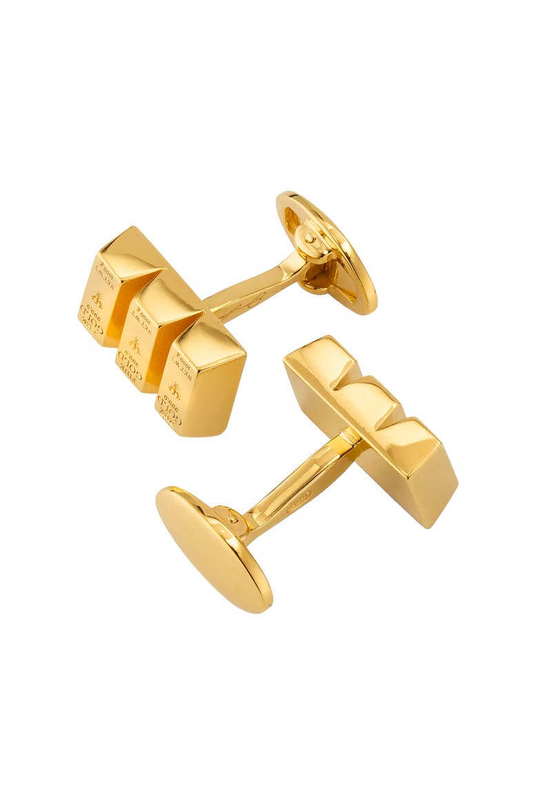 Gold Bullion Bar Vermeil Sterling Silver Cufflinks I Jan Leslie, Alternate, color, GOLD