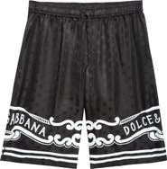 Dolce&Gabbana Logo Jacquard Bandana Print Silk Shorts