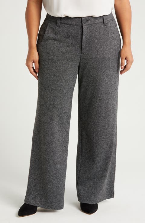 'Ab'Solution Skyrise Flat Front Wide Leg Pants (Plus)