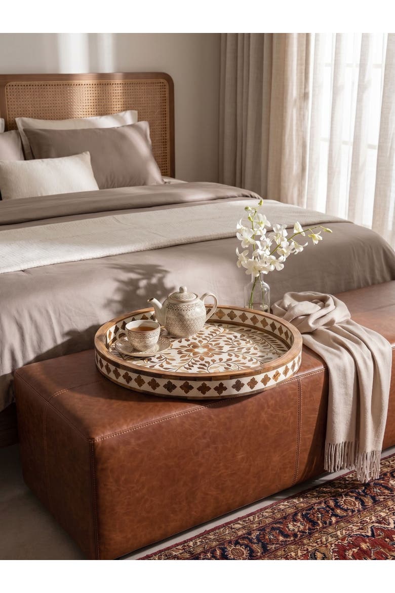 Jodhpur Round Tray, Alternate, color, Brown