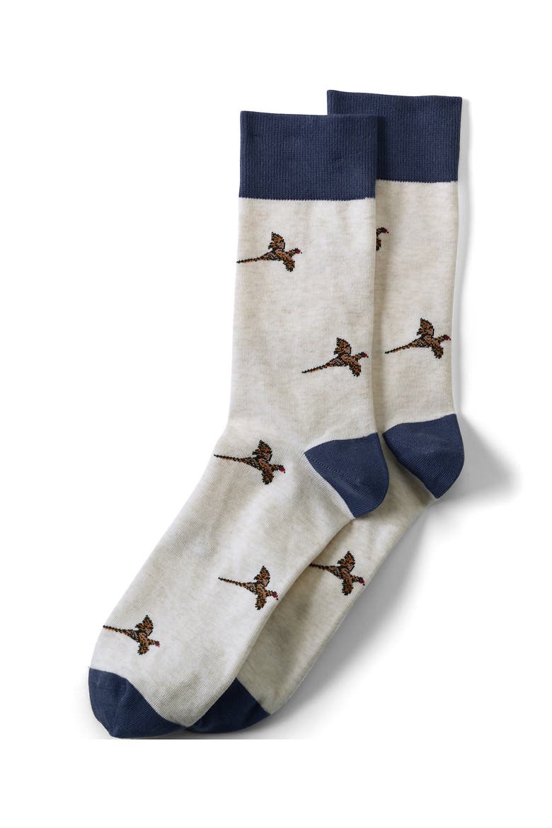 Novelty Crew Socks, Main, color, Pheasants/Ivory