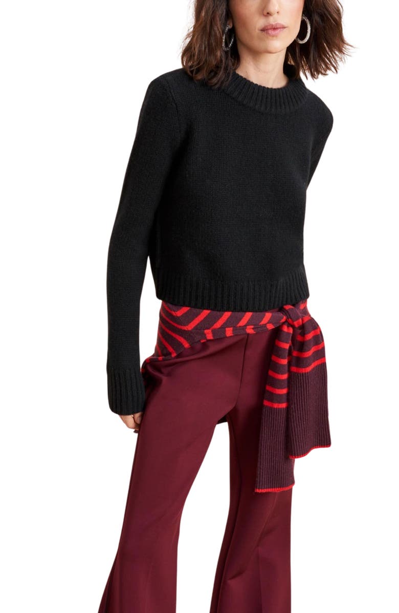La Ligne Solid Mini Marina Sweater, Alternate, color, Black
