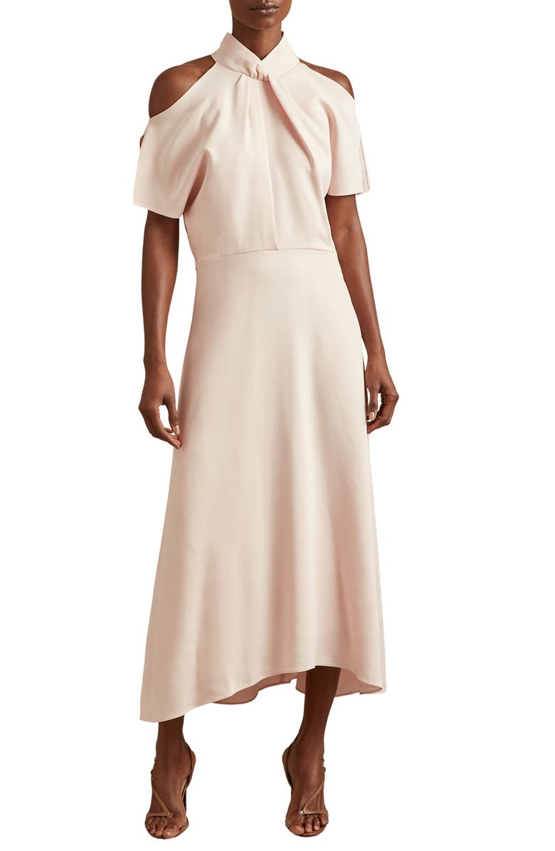 Reiss Andressa Cold Shoulder Midi Dress, Main, color, Beige