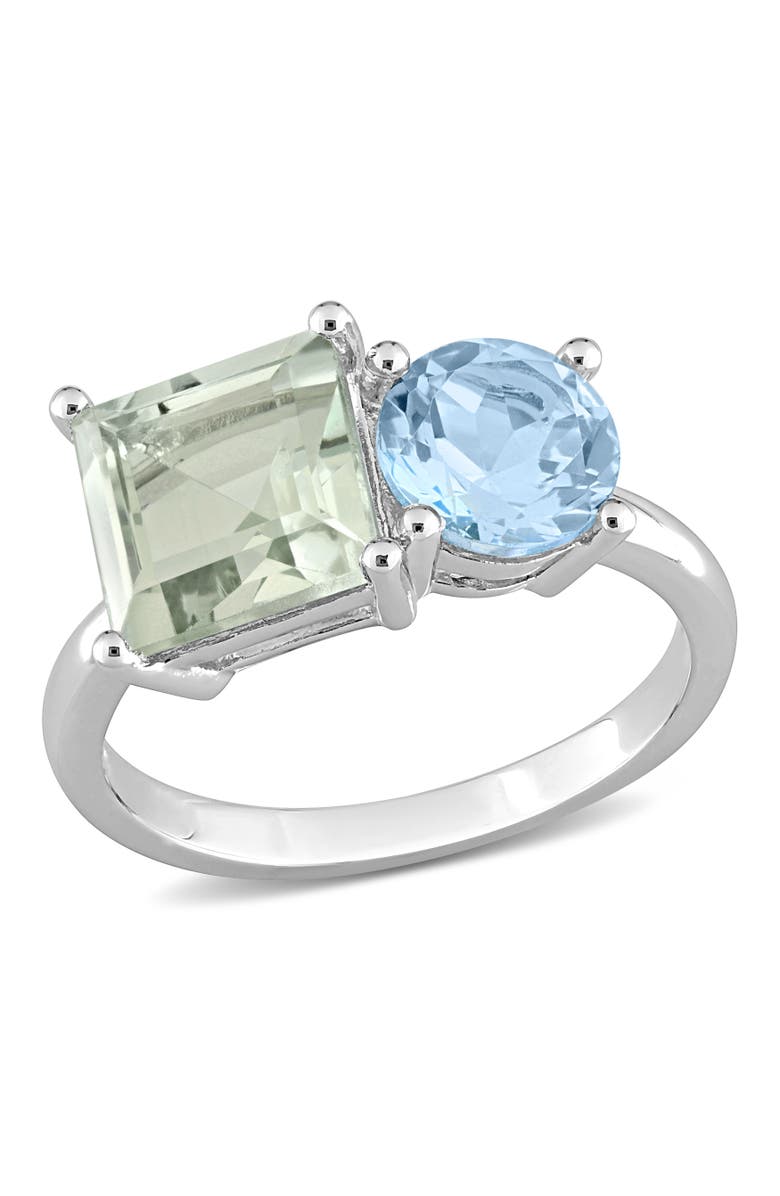 Julianna B. Green Quartz & Blue Topaz 2-Stone Ring, Main, color, Green Quartz