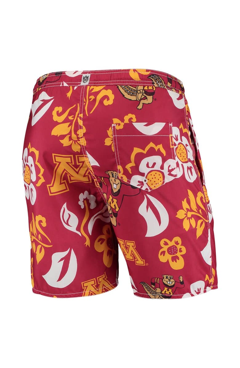 Wes & Willy Men's Wes & Willy Maroon Minnesota Golden Gophers Floral Volley Logo Swim Trunks, Alternate, color, Maroon