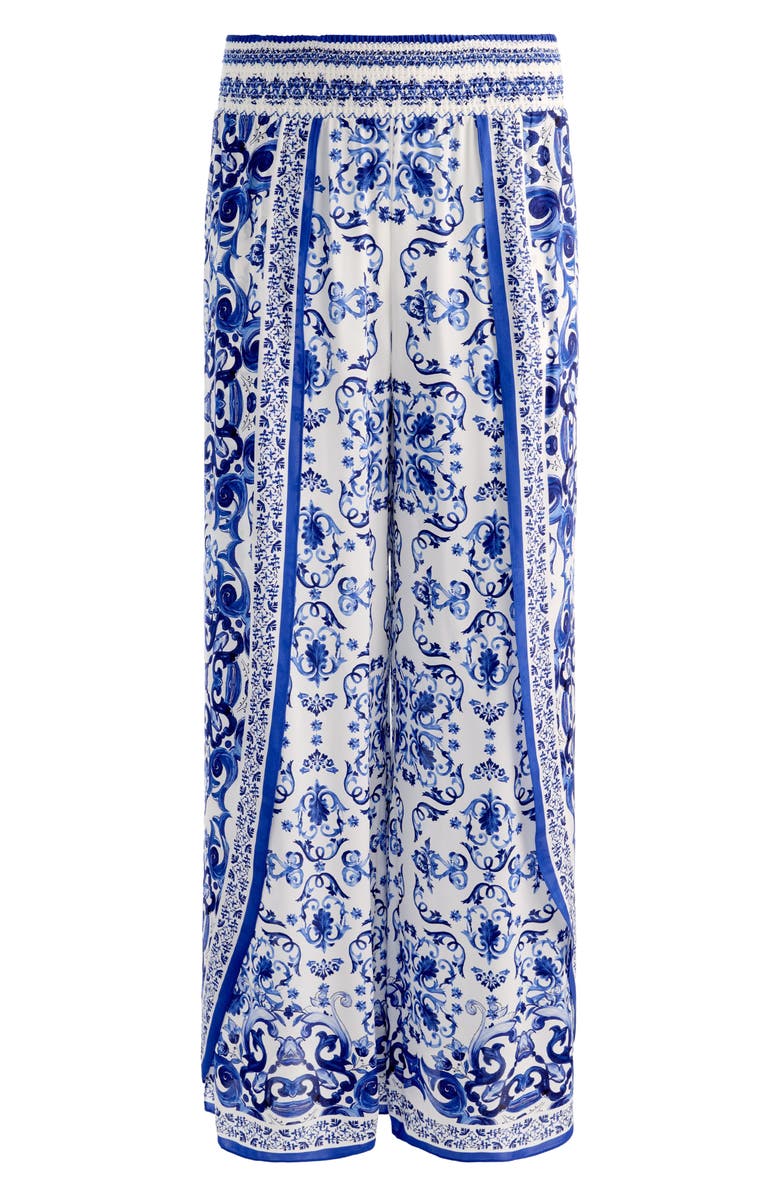 Alice + Olivia Larissa Smocked Wide Leg Split Pants, Alternate, color, Solstice