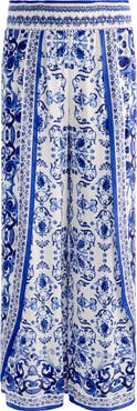 Alice + Olivia Larissa Smocked Wide Leg Split Pants