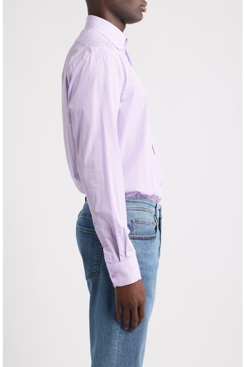 Eagle Regular Fit Stripe Cotton Button-Down Oxford Shirt, Alternate, color, LILAC