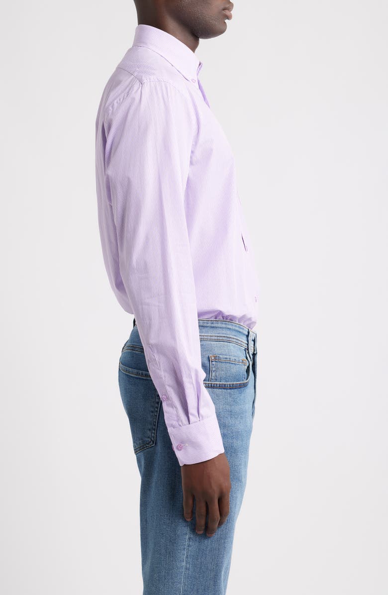 Roffe Accessories Eagle Regular Fit Stripe Cotton Button-Down Oxford Shirt, Alternate, color, Lilac