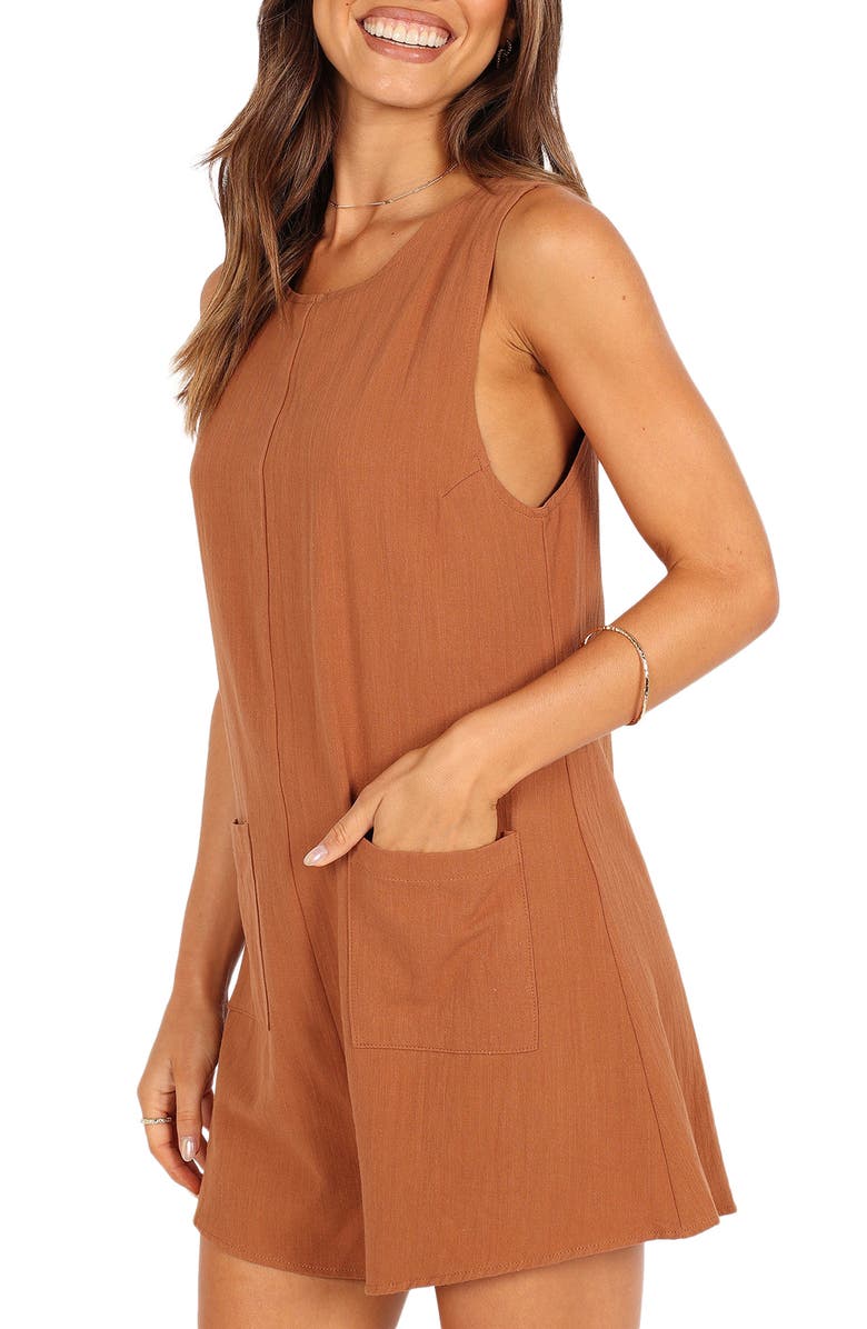 Petal & Pup Dory Sleeveless Romper, Alternate, color, Tan