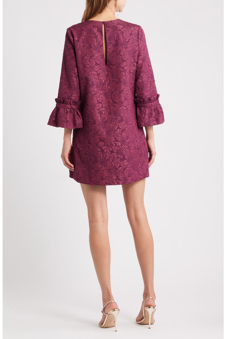 Floral Jacquard Shift Minidress, Alternate, color, BURGUNDY FIG