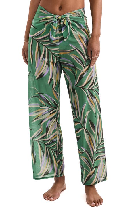 Riley Tie Front Stretch Mesh Cover-Up Pants