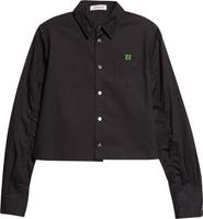 Undercover Boxy Crop Cotton Button-Up Shirt