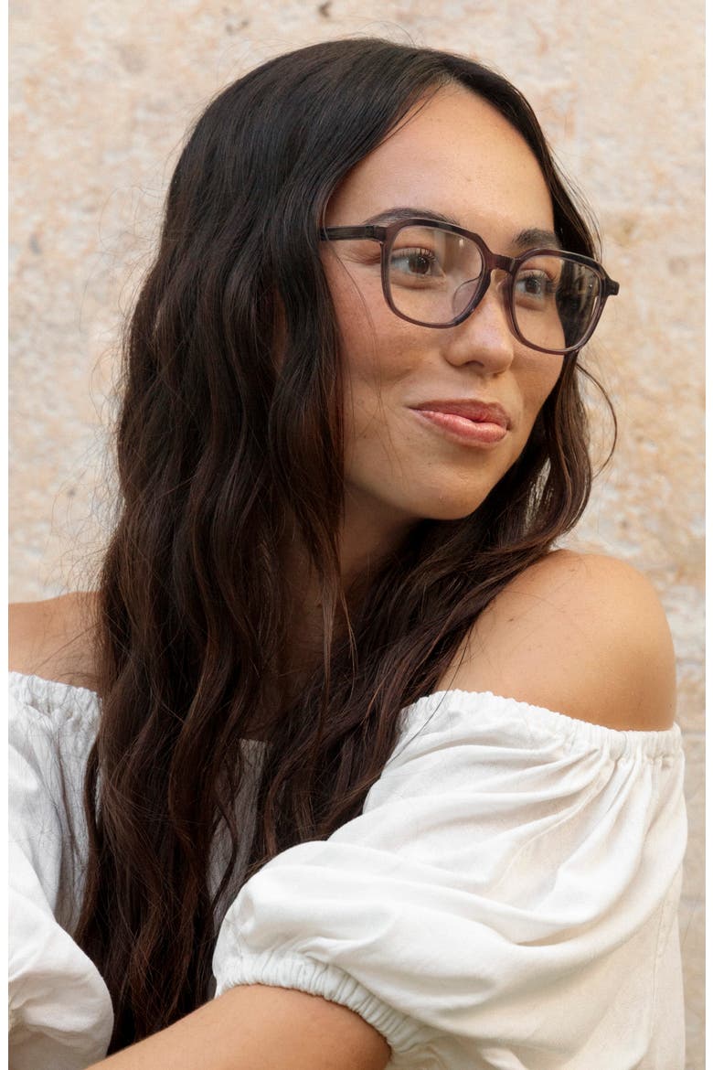 Hau Oli 53mm Low Bridge Square Optical Glasses, Alternate, color, CARIBBEAN CONCH / CLEAR LENSES