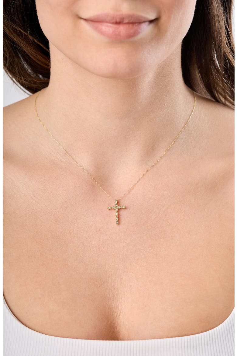 Icon Diamond Cross Pendant Necklace (Online Trunk Show), Alternate, color, 18K YELLOW GOLD