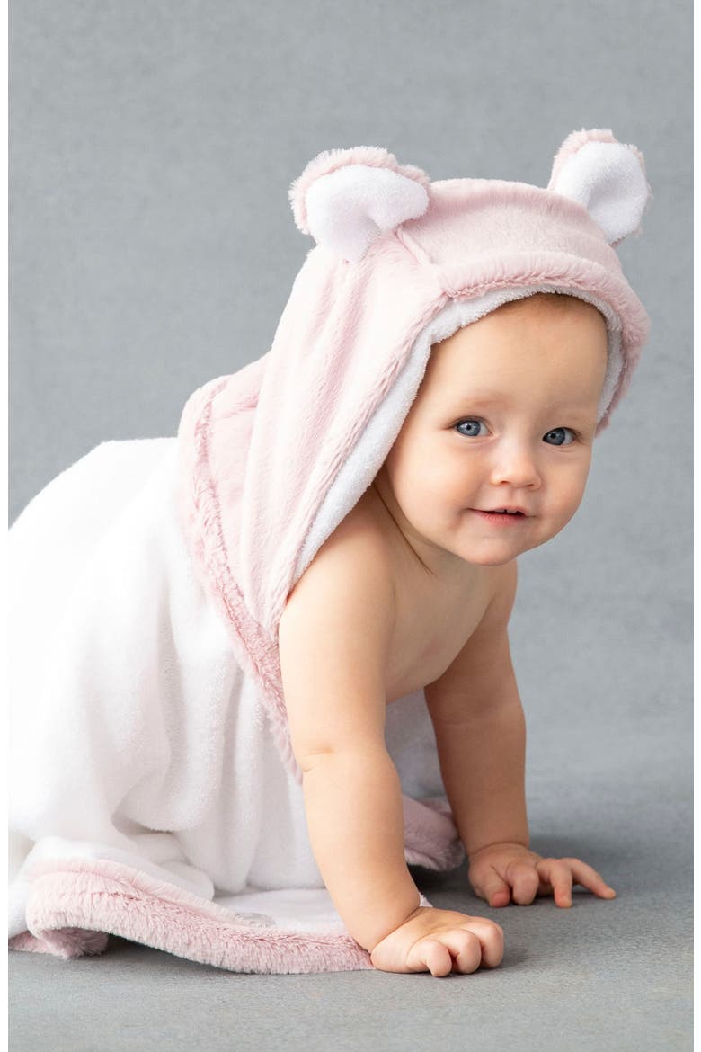 Hooded Towel & Plush Blankie Bath Bundle, Alternate, color, PINK