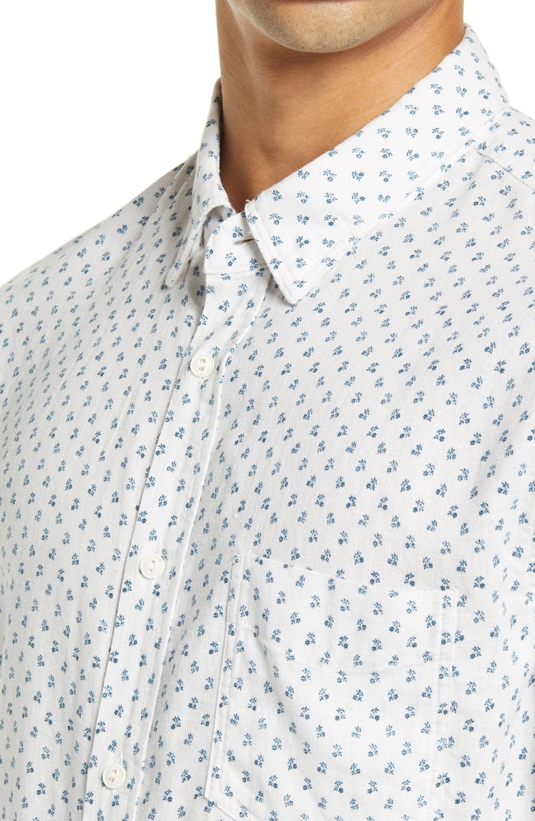 Rails Carson Slim Fit Floral Short Sleeve Linen Blend Button-Up Shirt, Alternate, color,