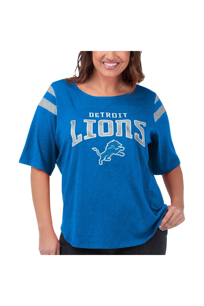 Women's G-III 4Her by Carl Banks Royal Detroit Lions Plus Size Linebacker T-Shirt, Main, color, Royal