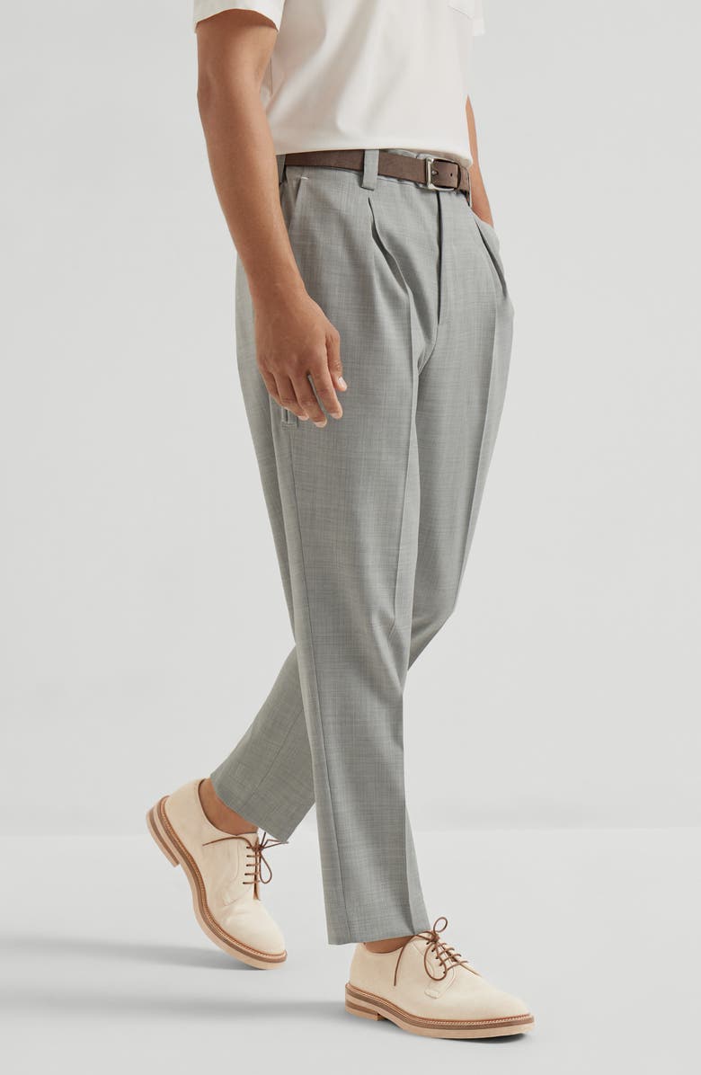 Brunello Cucinelli Virgin wool trousers, Alternate, color, Pearl Grey